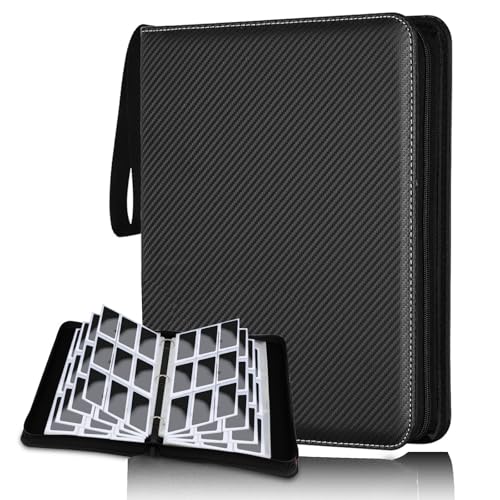 YoKiStar 900-Pocket Trading Card Binder - Black PU Leather Album with 50 Removable Sleeves