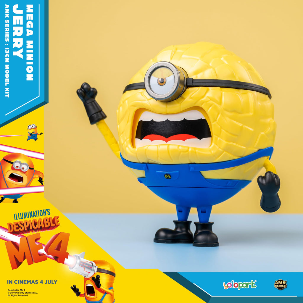 YOLOPARK Mega Jerry Action Figure – 4.7 Inch Despicable Me 4 Minion with 360° Rotation and 3 Expressions