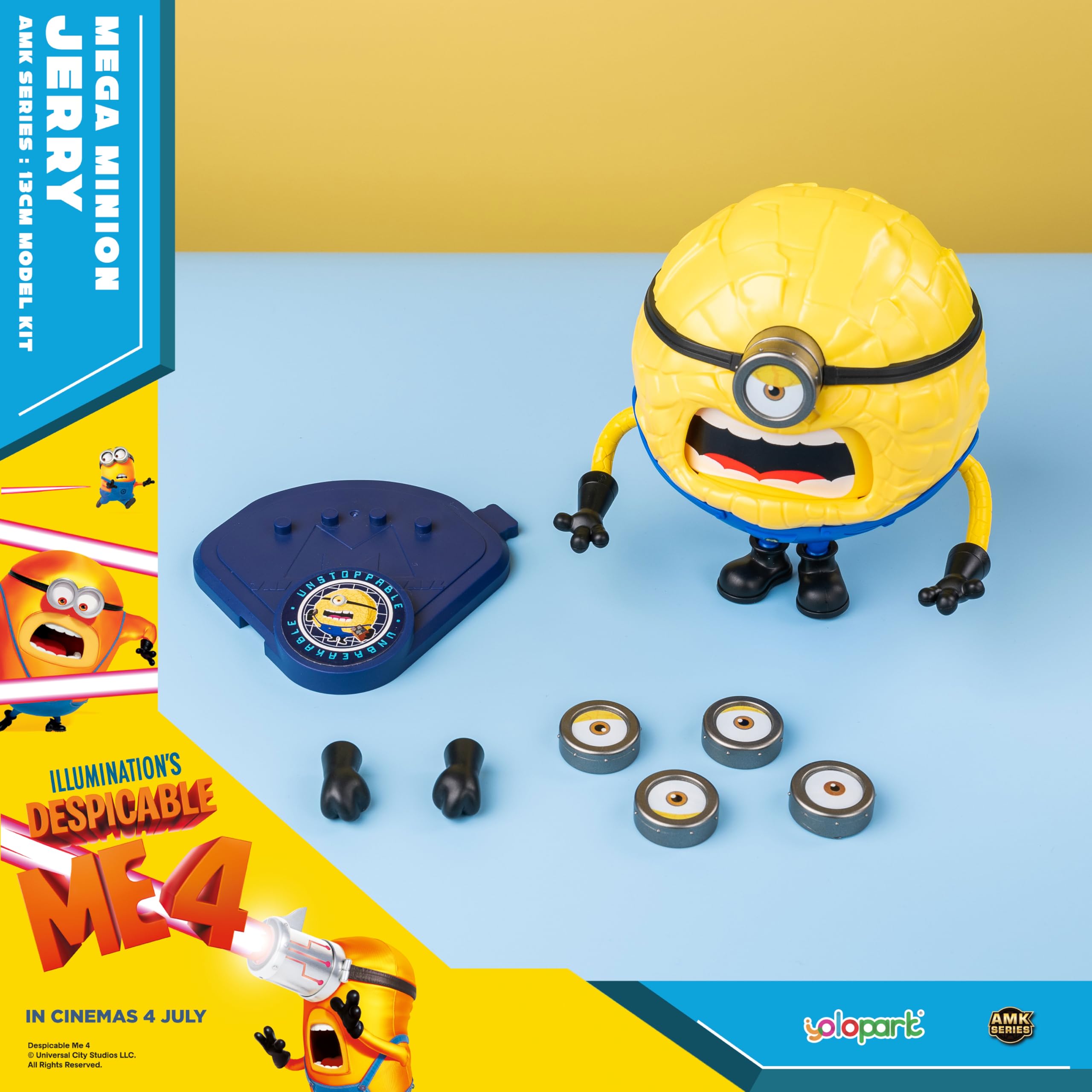 YOLOPARK Mega Jerry Action Figure – 4.7 Inch Despicable Me 4 Minion with 360° Rotation and 3 Expressions
