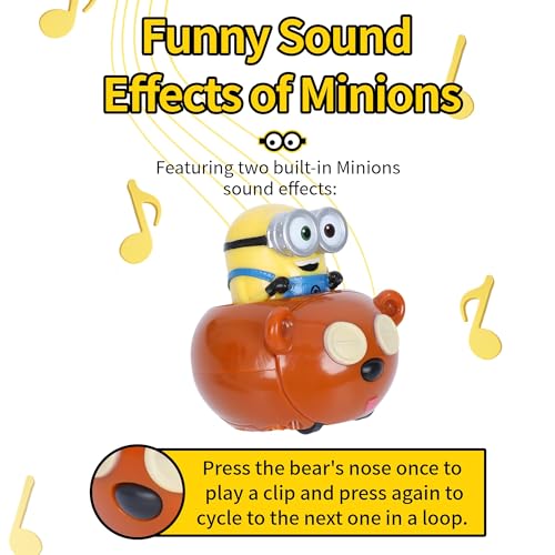 YOLOPARK Minions Bob & Tim Pull-Back Toy Car – 2.75 Inch with Sound Effects for Kids Ages 3+
