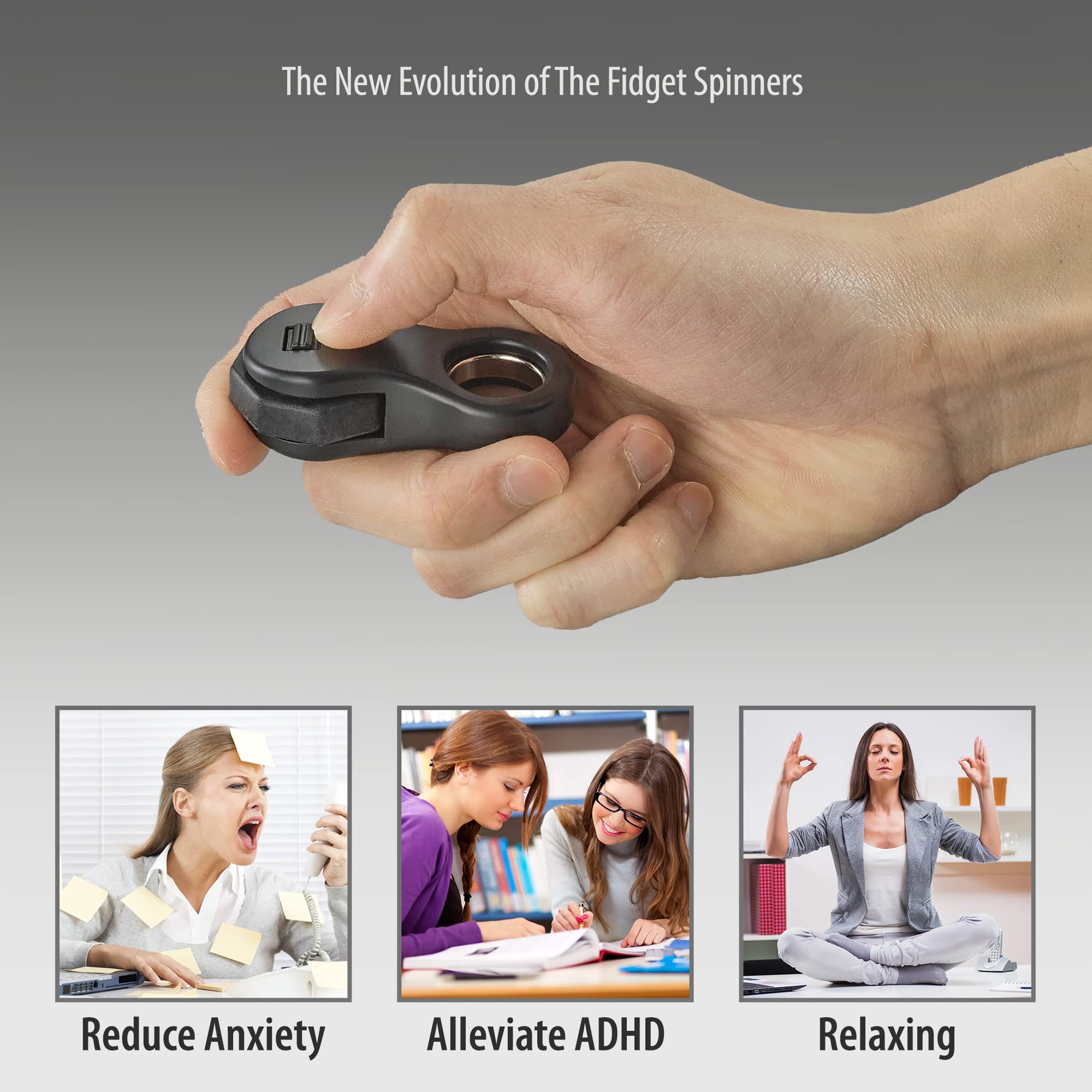 Yolscue Fidget Toy - Quiet Stress Relief Spinner for Adults & Kids, Black