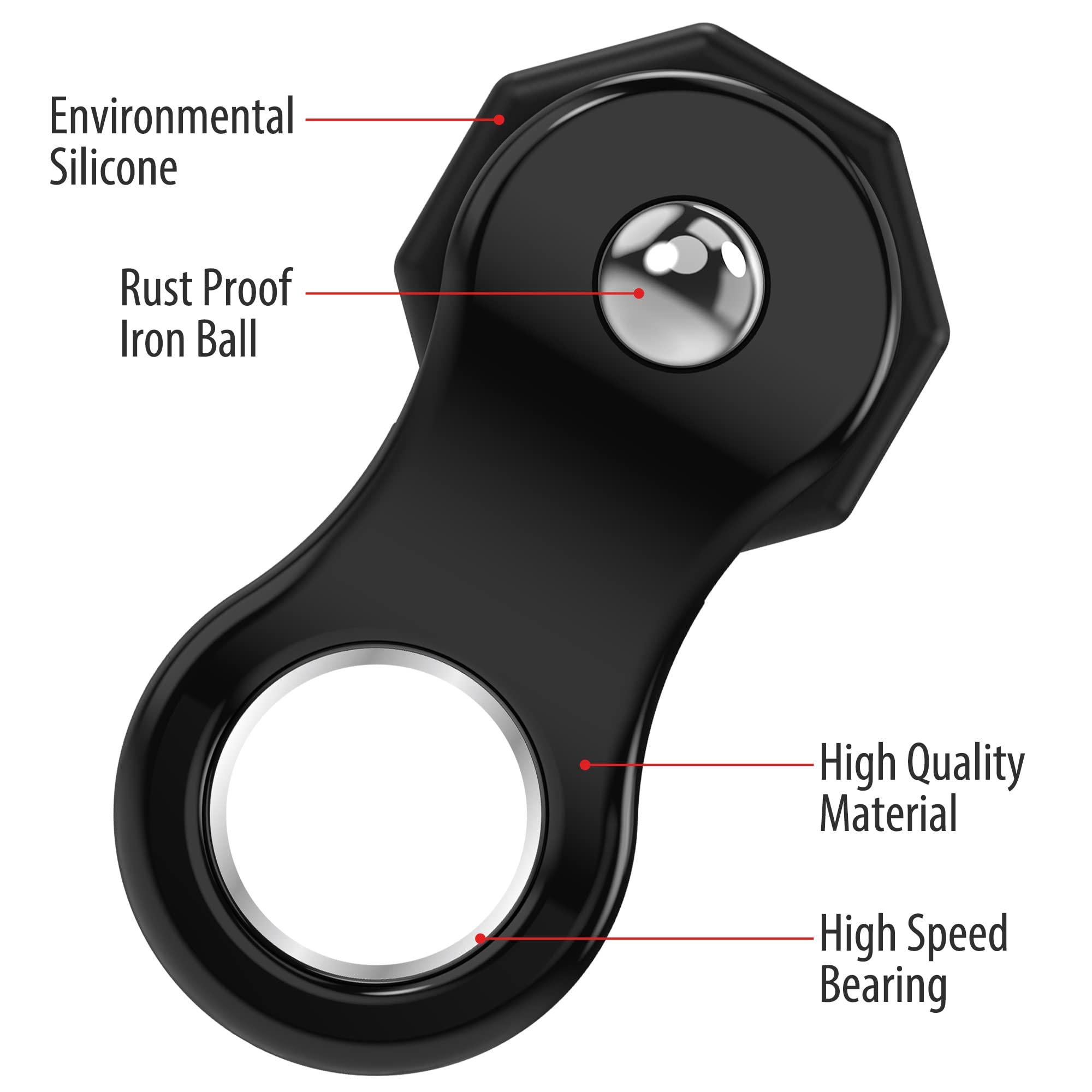 Yolscue Fidget Toy - Quiet Stress Relief Spinner for Adults & Kids, Black