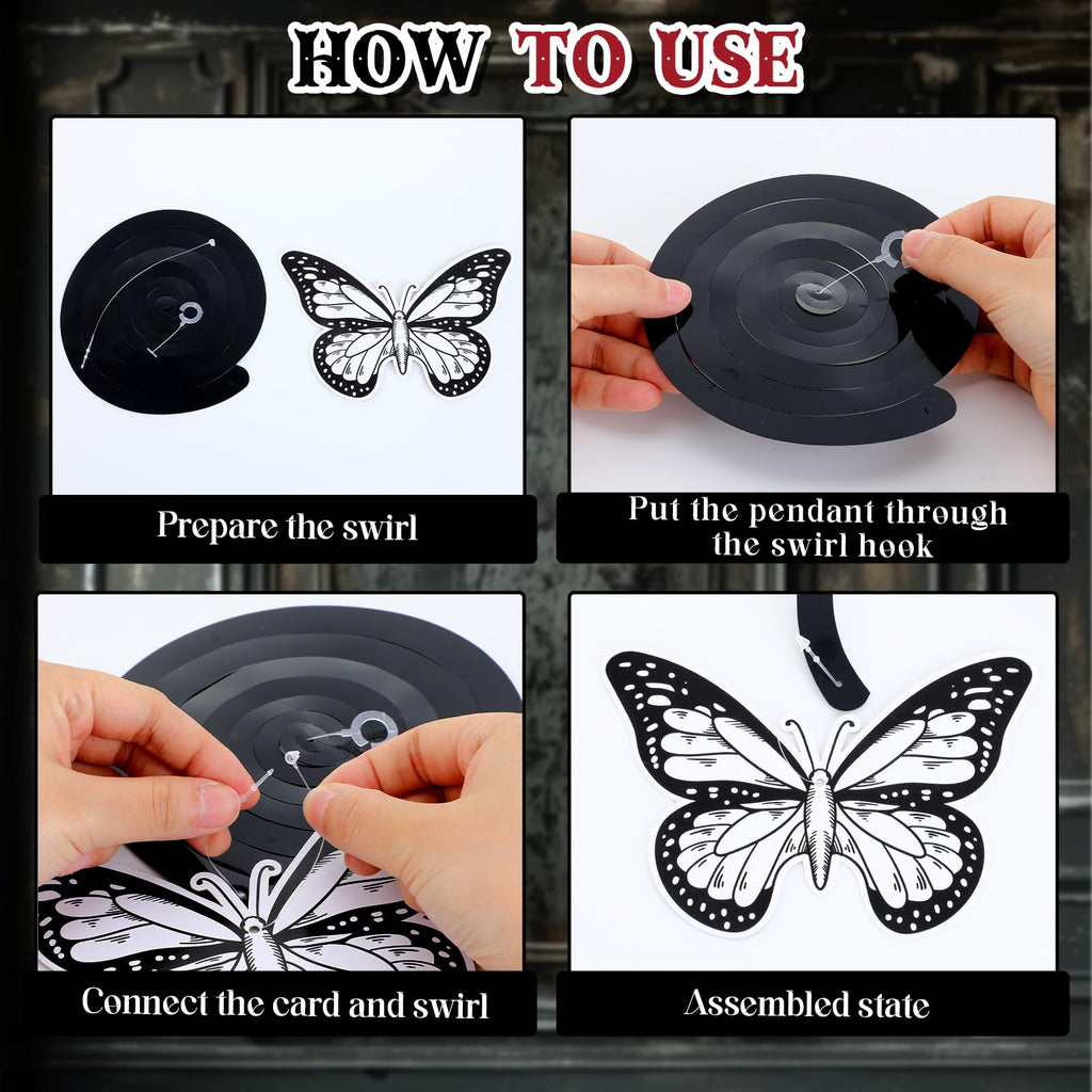 Yomaiha 11-Piece Gothic Birthday Decorations Set - Skull Black Bow Banners & Hanging Swirls for Death to My Twenties, Emo, Halloween Parties