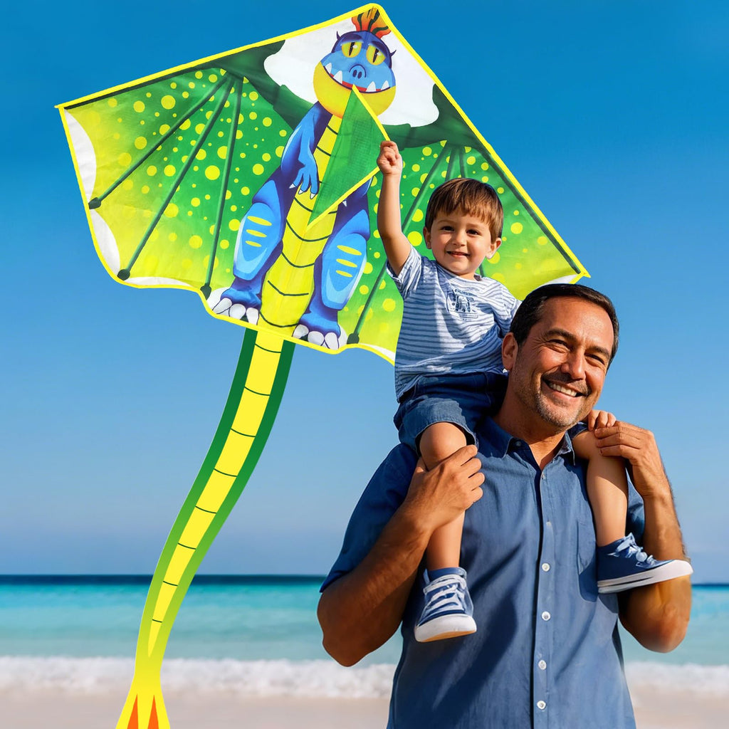 YongnKids Large Dinosaur Kite for Kids Ages 4-12: Easy to Fly, 120x210cm, 328ft String, Perfect for Beach & Park