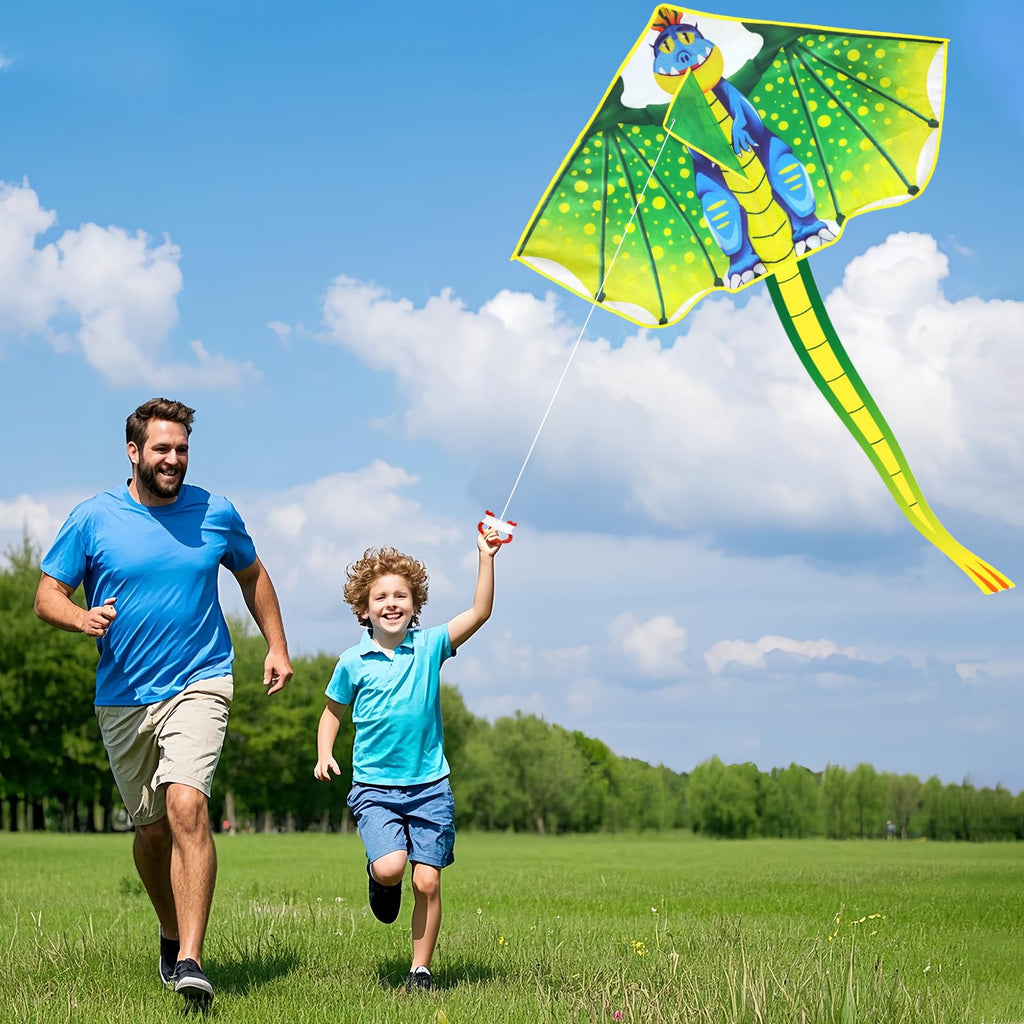 YongnKids Large Dinosaur Kite for Kids Ages 4-12: Easy to Fly, 120x210cm, 328ft String, Perfect for Beach & Park