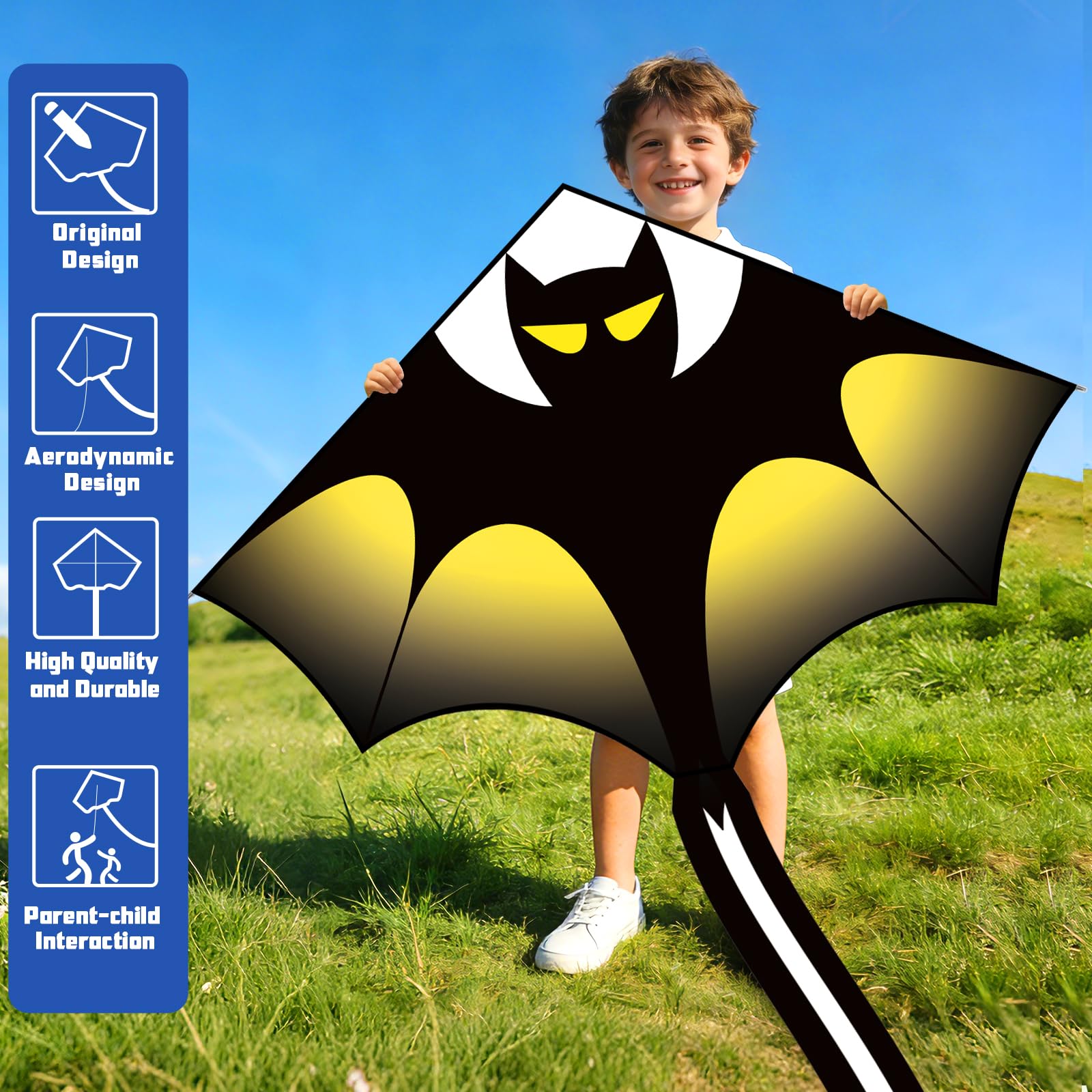 YongnKids Large Kite 120x210cm – Easy to Fly for Kids 4-12 with 100m String and Storage Bag