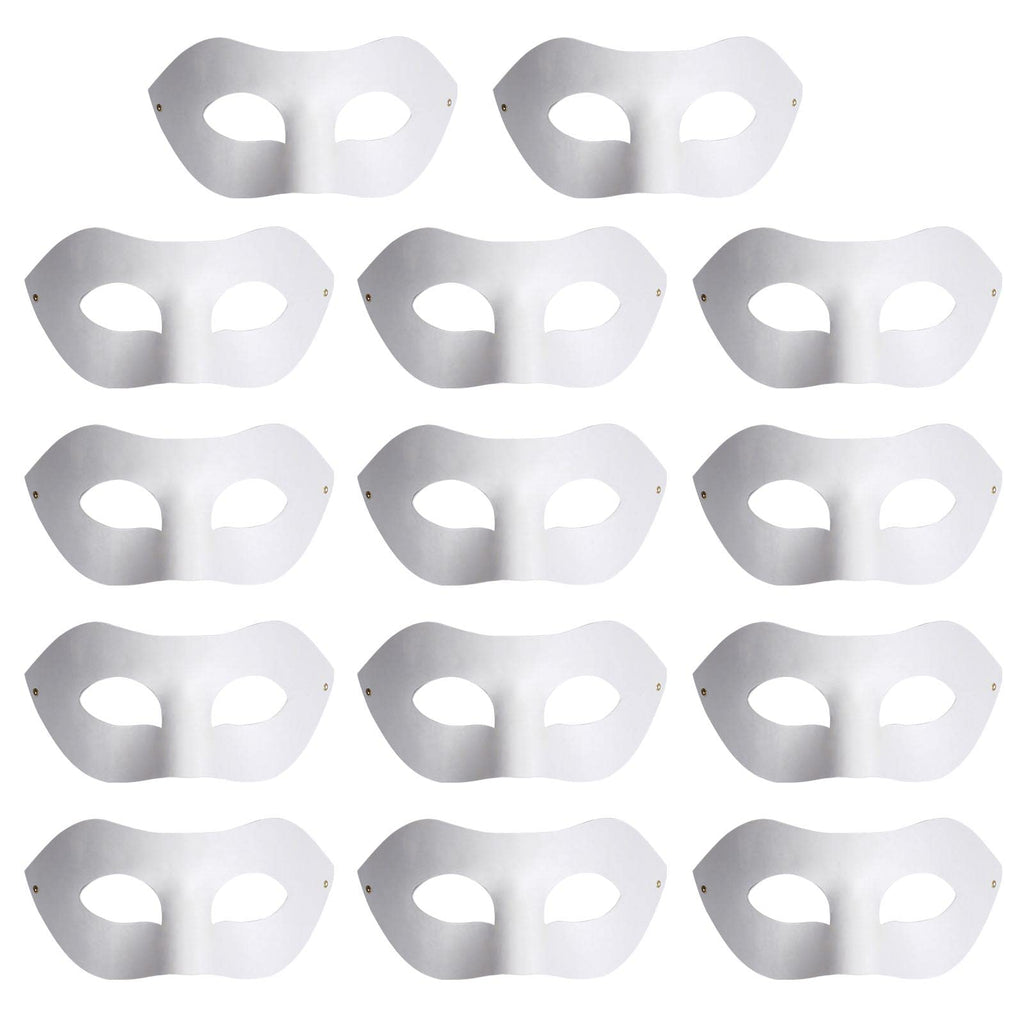 Yookat 14-Piece White Paper Art Masks - DIY Paintable Craft Masks for Mardi Gras and Party Decor