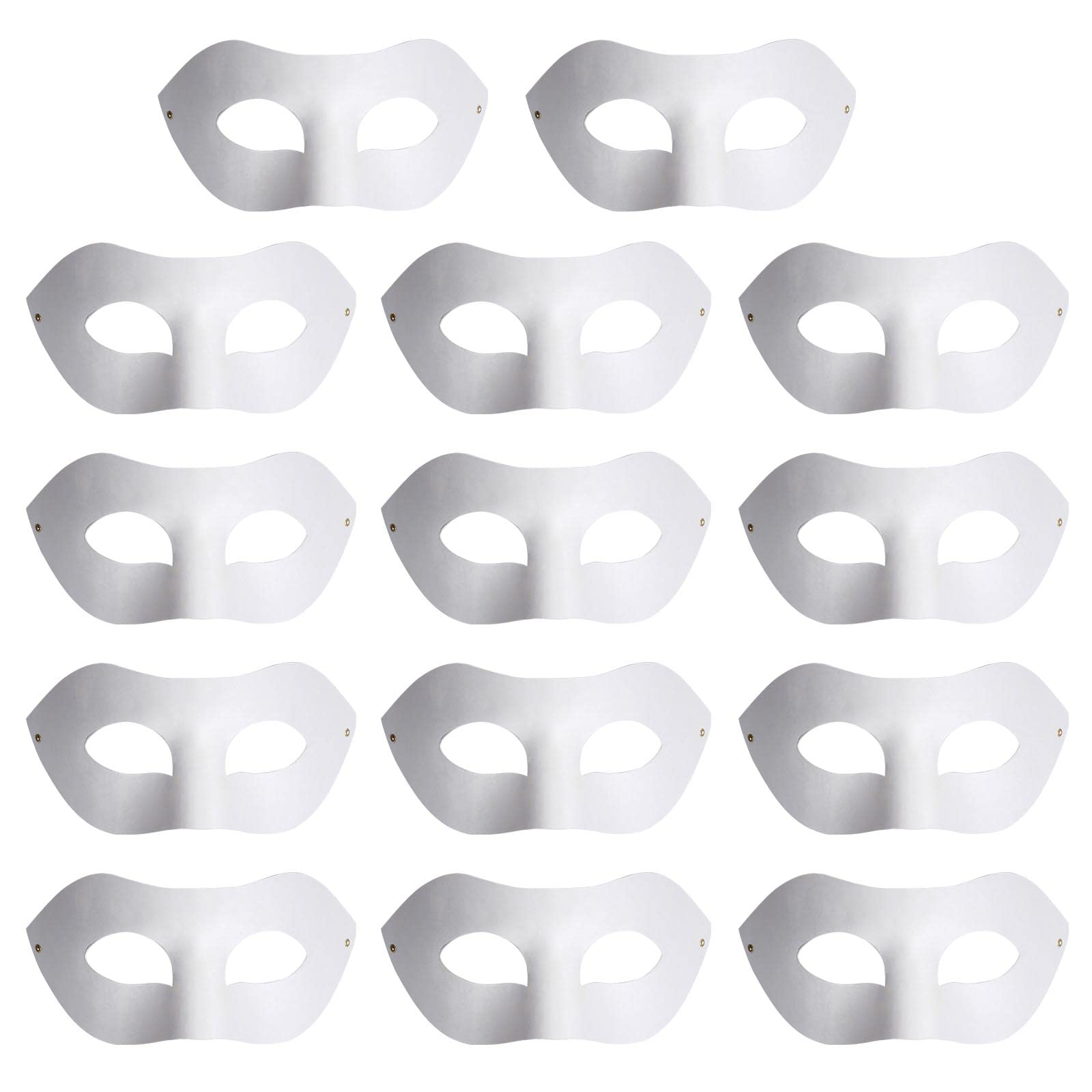 Yookat 14-Piece White Paper Art Masks - DIY Paintable Craft Masks for Mardi Gras and Party Decor