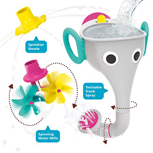Yookidoo FunEleFun Elephant Trunk Funnel Bath Toy – 3 Interchangeable Trunk Accessories for Creative Water Play (Ages 18m+)