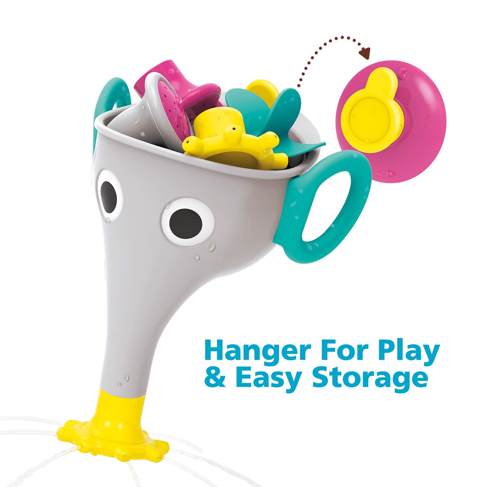 Yookidoo FunEleFun Elephant Trunk Funnel Bath Toy – 3 Interchangeable Trunk Accessories for Creative Water Play (Ages 18m+)