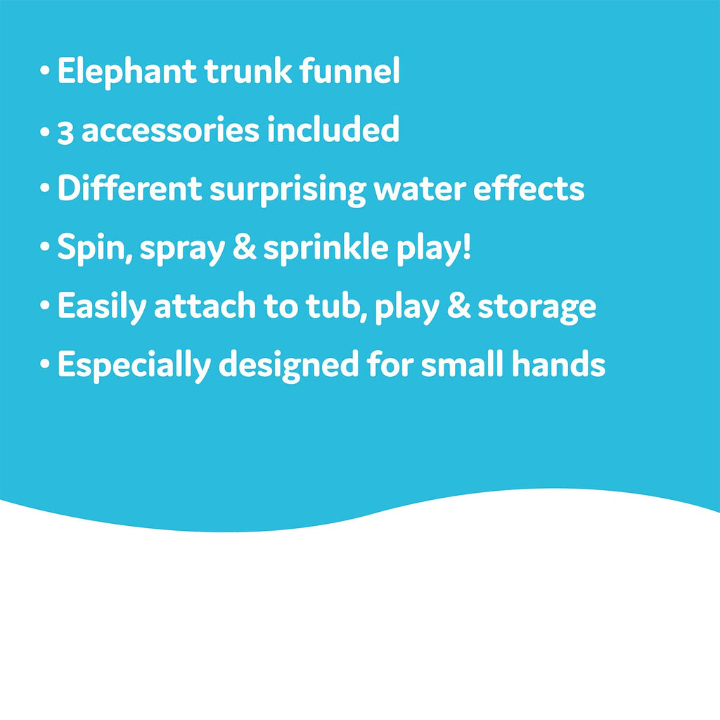 Yookidoo FunEleFun Elephant Trunk Funnel Bath Toy – 3 Interchangeable Trunk Accessories for Creative Water Play (Ages 18m+)