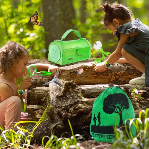 YOPINSAND 10-Piece Bug Catcher Kit for Kids - Outdoor Explorer Set with Backpack, Cage, Net & Compass Watch