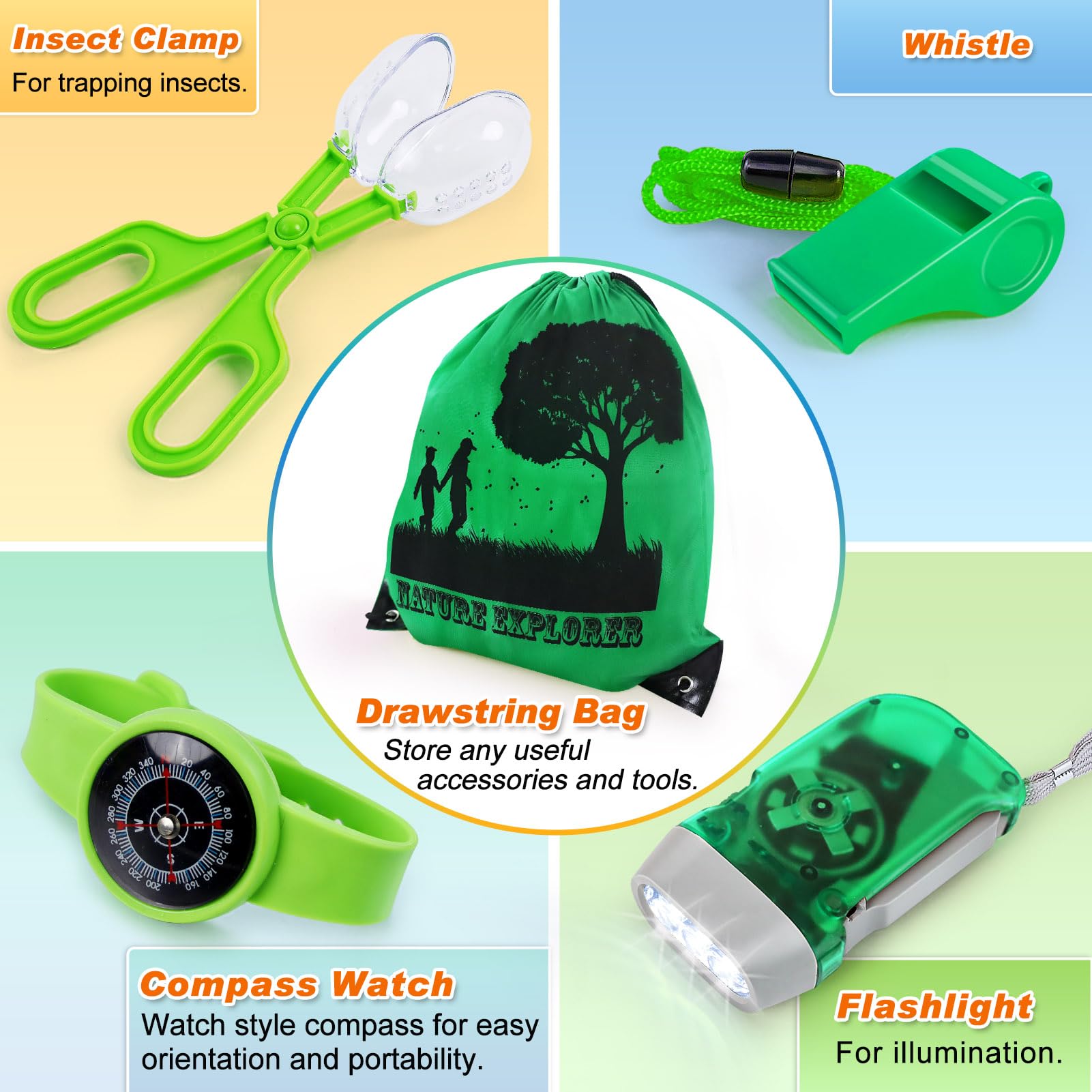 YOPINSAND 10-Piece Bug Catcher Kit for Kids - Outdoor Explorer Set with Backpack, Cage, Net & Compass Watch