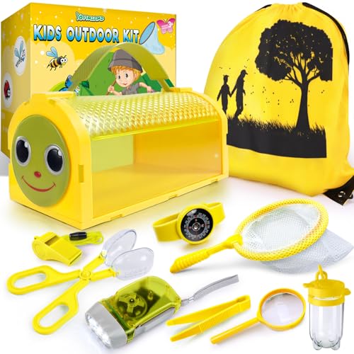 YOPINSAND Bug Catcher Kit – 10-Piece Outdoor Explorer Set for Kids 3-12 with Backpack, Cage, Net, Flashlight