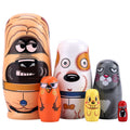 Yoption 6-Piece Handmade Wooden Matryoshka Dolls – Cute Dogs and Animal Nesting Set