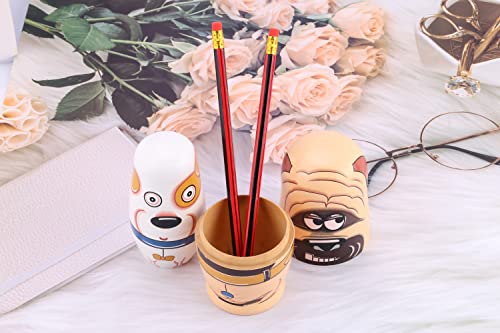 Yoption 6-Piece Handmade Wooden Matryoshka Dolls – Cute Dogs and Animal Nesting Set