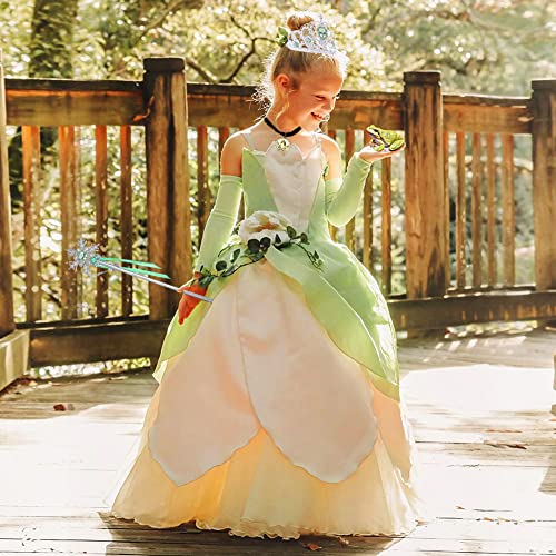 Yosbabe Anna Costume Accessories Set – 6-Piece Princess Dress-Up with Gloves, Tiara, Wand, and Jewelry for Girls Ages 3-10