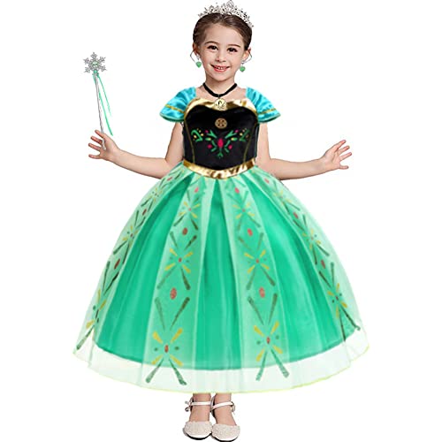 Yosbabe Anna Costume Accessories Set – 6-Piece Princess Dress-Up with Gloves, Tiara, Wand, and Jewelry for Girls Ages 3-10