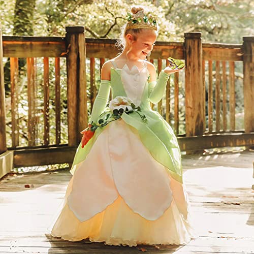 Yosbabe Princess Tiana Costume Accessories Set - Crown & Jewelry for Girls Dress Up