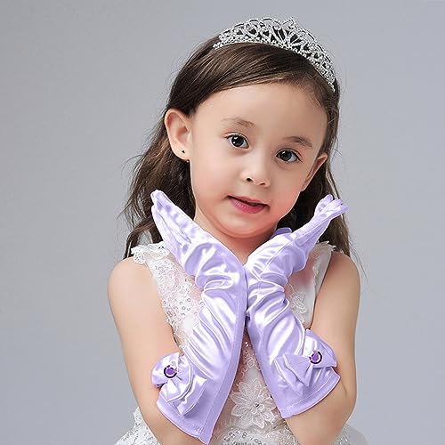 Yosbabe Purple Mermaid Costume Accessories Set – 7-Piece Gloves Tiara Wand Earrings Bracelet Ring Necklace for Girls