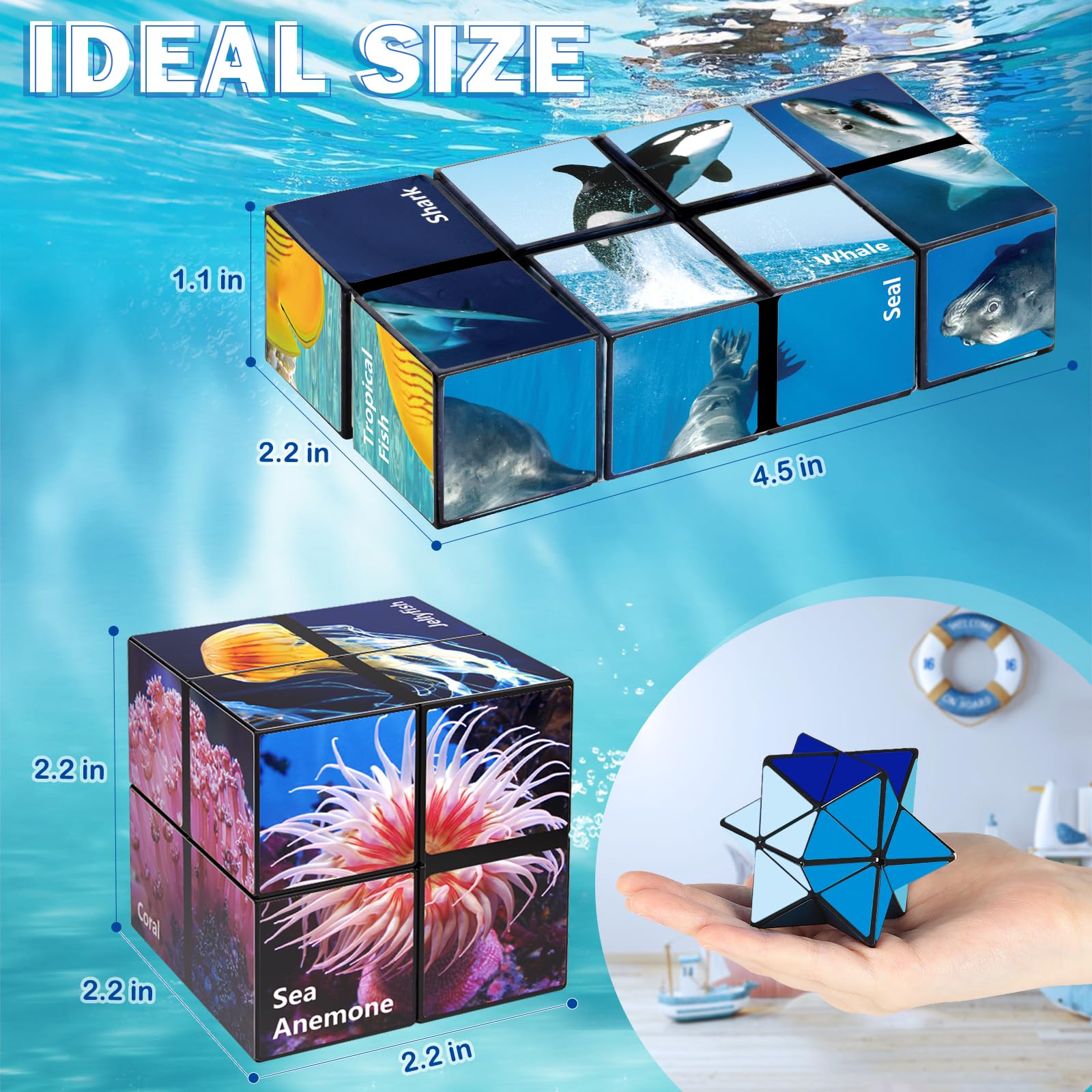 Yoshimoto Star Cube Set 2 in 1 – Magic Fidget Toy for Kids and Adults, Ages 8+