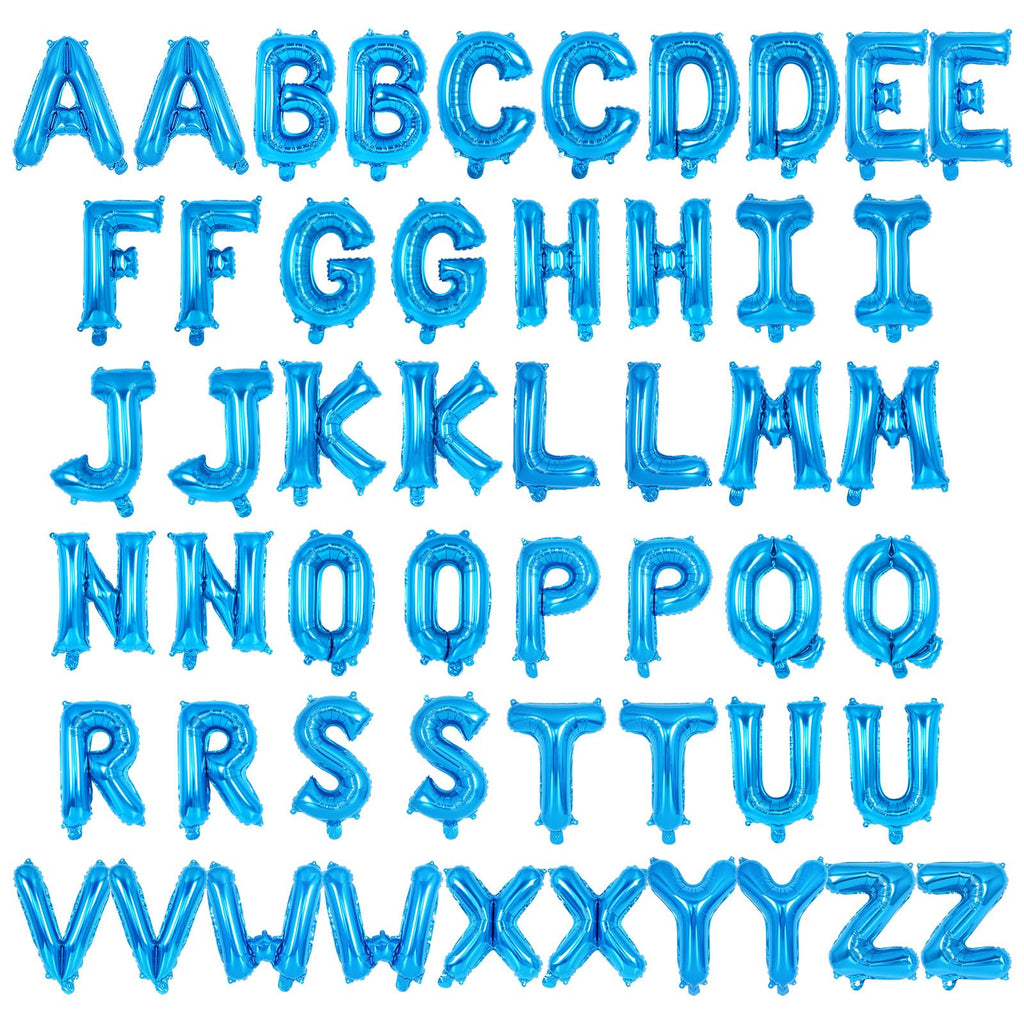 YOTHORN 52-Pack Blue Foil Letter Balloons – 16-Inch Alphabet A-Z for Birthday, Wedding & Party Decor