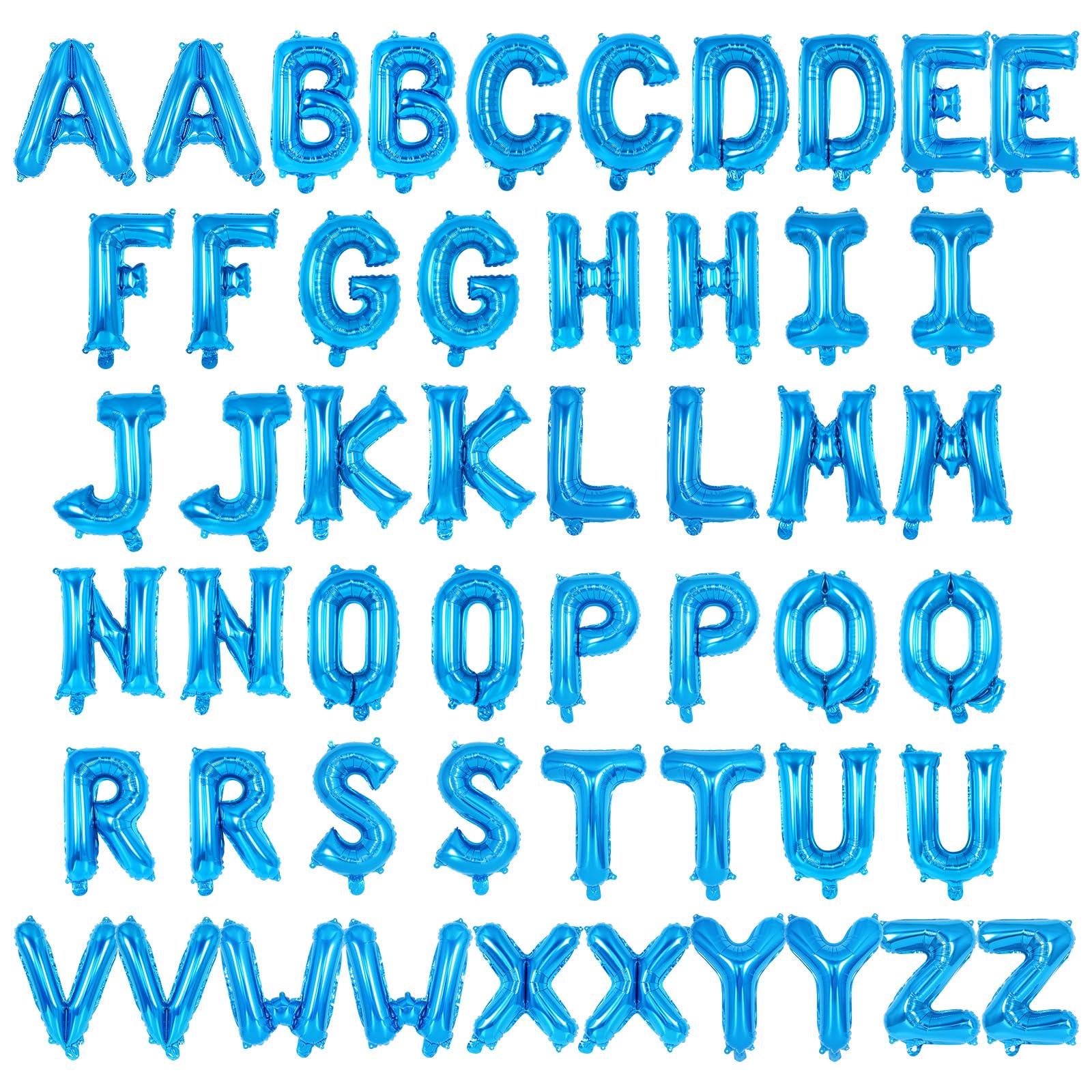 YOTHORN 52-Pack Blue Foil Letter Balloons – 16-Inch Alphabet A-Z for Birthday, Wedding & Party Decor