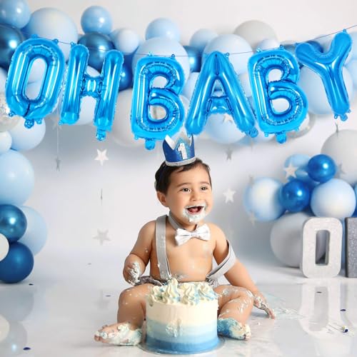 YOTHORN 52-Pack Blue Foil Letter Balloons – 16-Inch Alphabet A-Z for Birthday, Wedding & Party Decor