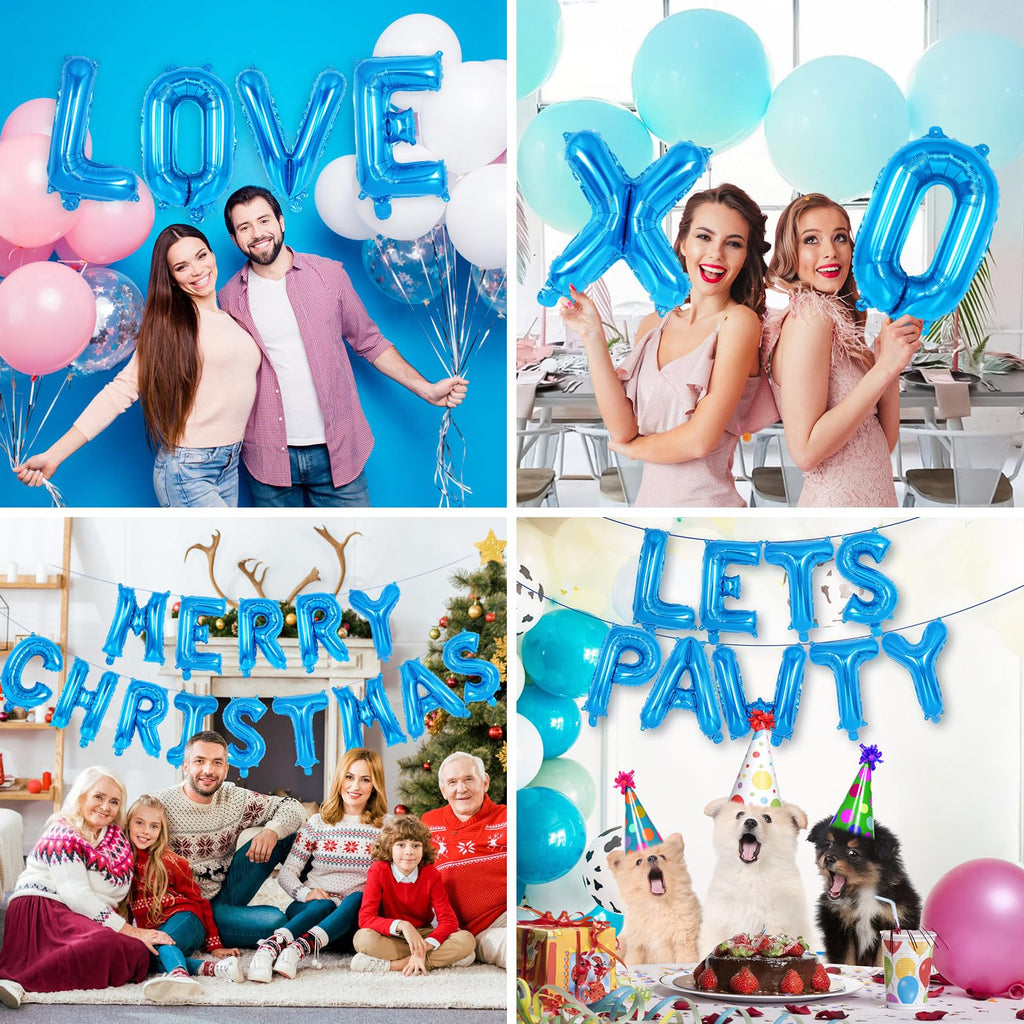YOTHORN 52-Pack Blue Foil Letter Balloons – 16-Inch Alphabet A-Z for Birthday, Wedding & Party Decor