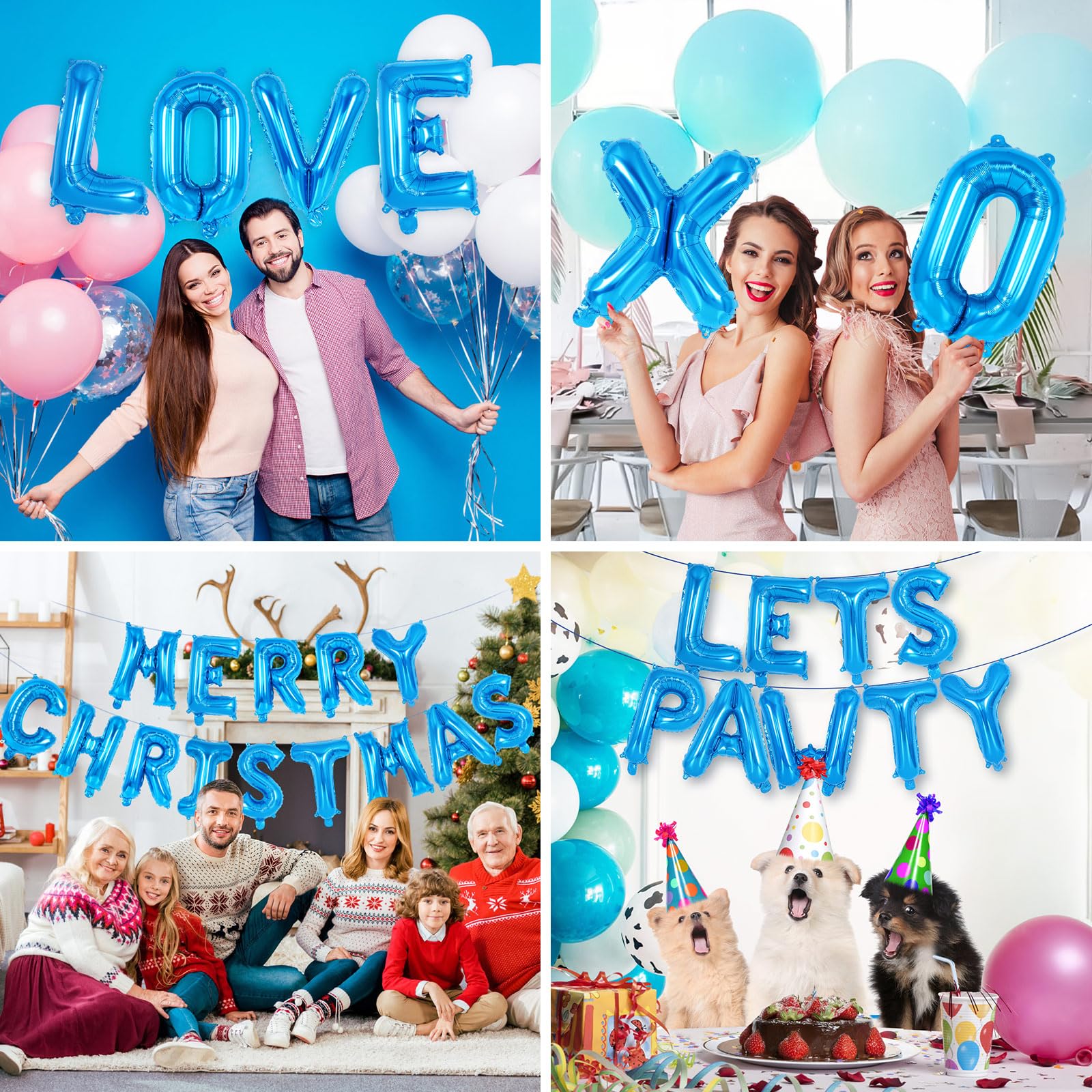 YOTHORN 52-Pack Blue Foil Letter Balloons – 16-Inch Alphabet A-Z for Birthday, Wedding & Party Decor