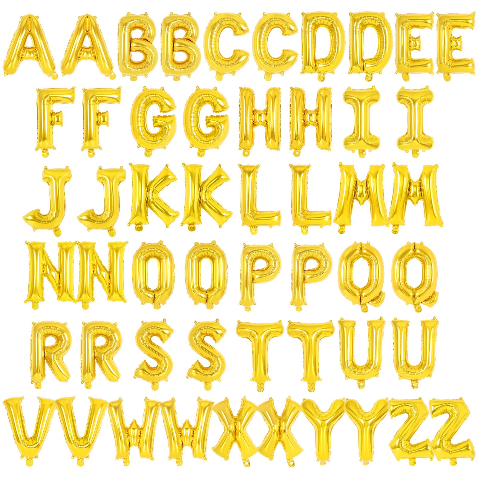 YOTHORN 52 Pcs Gold Letter Balloons – 16 Inch Foil Alphabet A-Z for Party Decorations