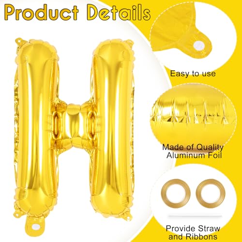 YOTHORN 52 Pcs Gold Letter Balloons – 16 Inch Foil Alphabet A-Z for Party Decorations
