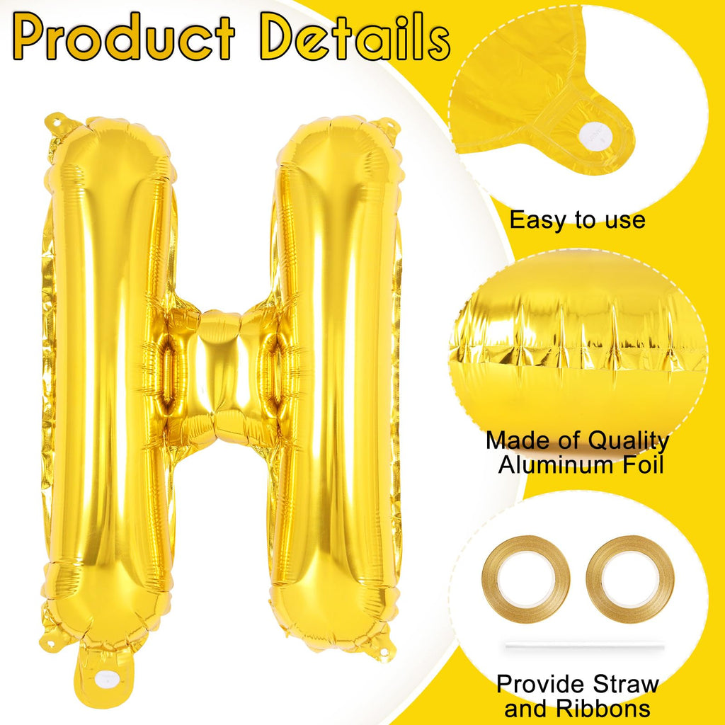 YOTHORN 52 Pcs Gold Letter Balloons – 16 Inch Foil Alphabet A-Z for Party Decorations