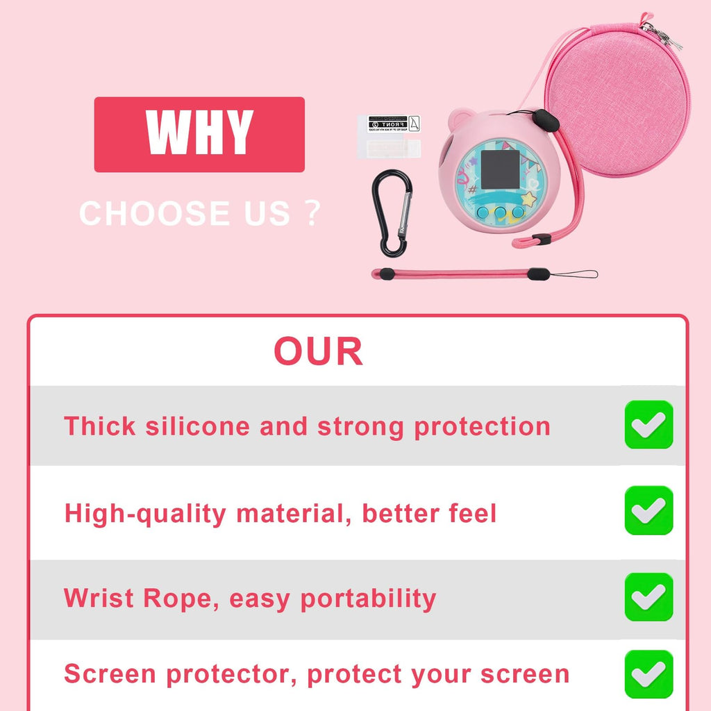 YouKnow Silicone Case for Punirunes Interactive Digital Toy - Protective Soft Skin Cover with Hand Strap (Pink)