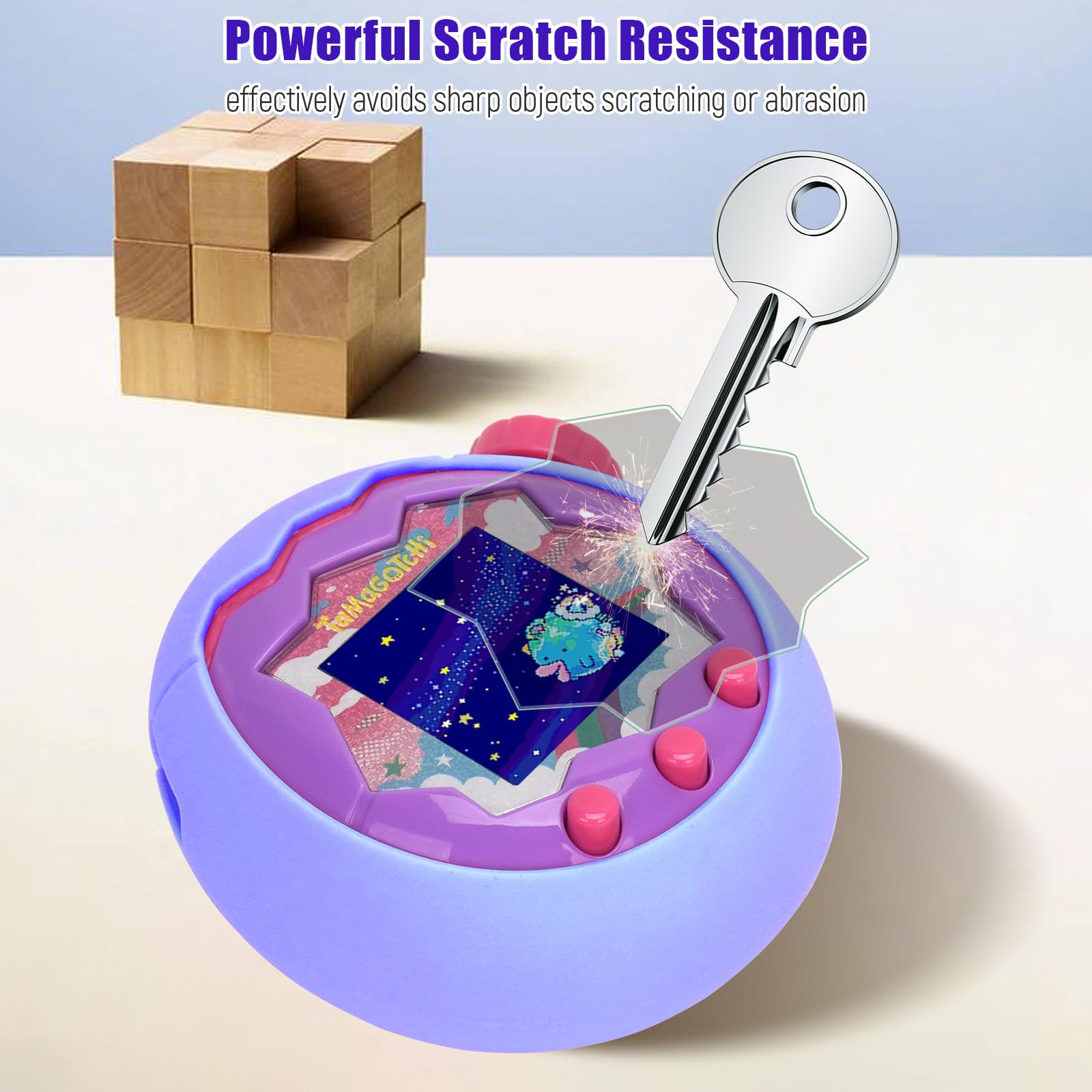 YouKnow Silicone Case for Tamagotchi Paradise - Purple with Screen Protector and Wrist Strap