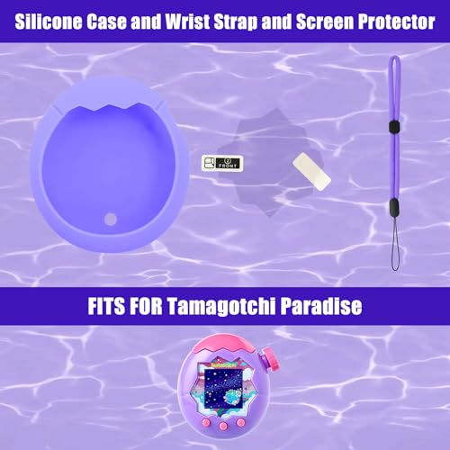 YouKnow Silicone Case for Tamagotchi Paradise - Purple with Screen Protector and Wrist Strap