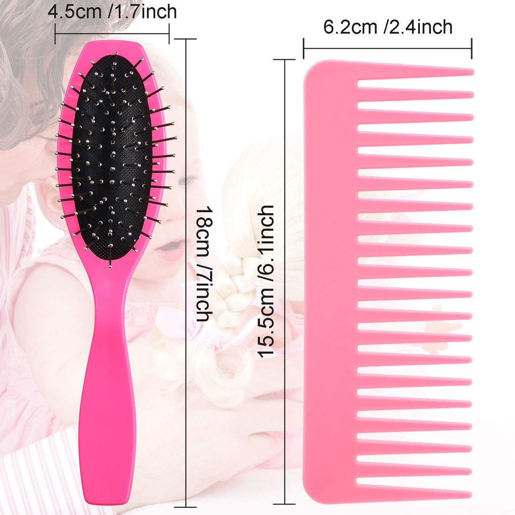 YoungJoy 21-Piece Doll Hair Styling Set – Pink Brushes, Clips & Ties for 18-Inch and 14-Inch Dolls