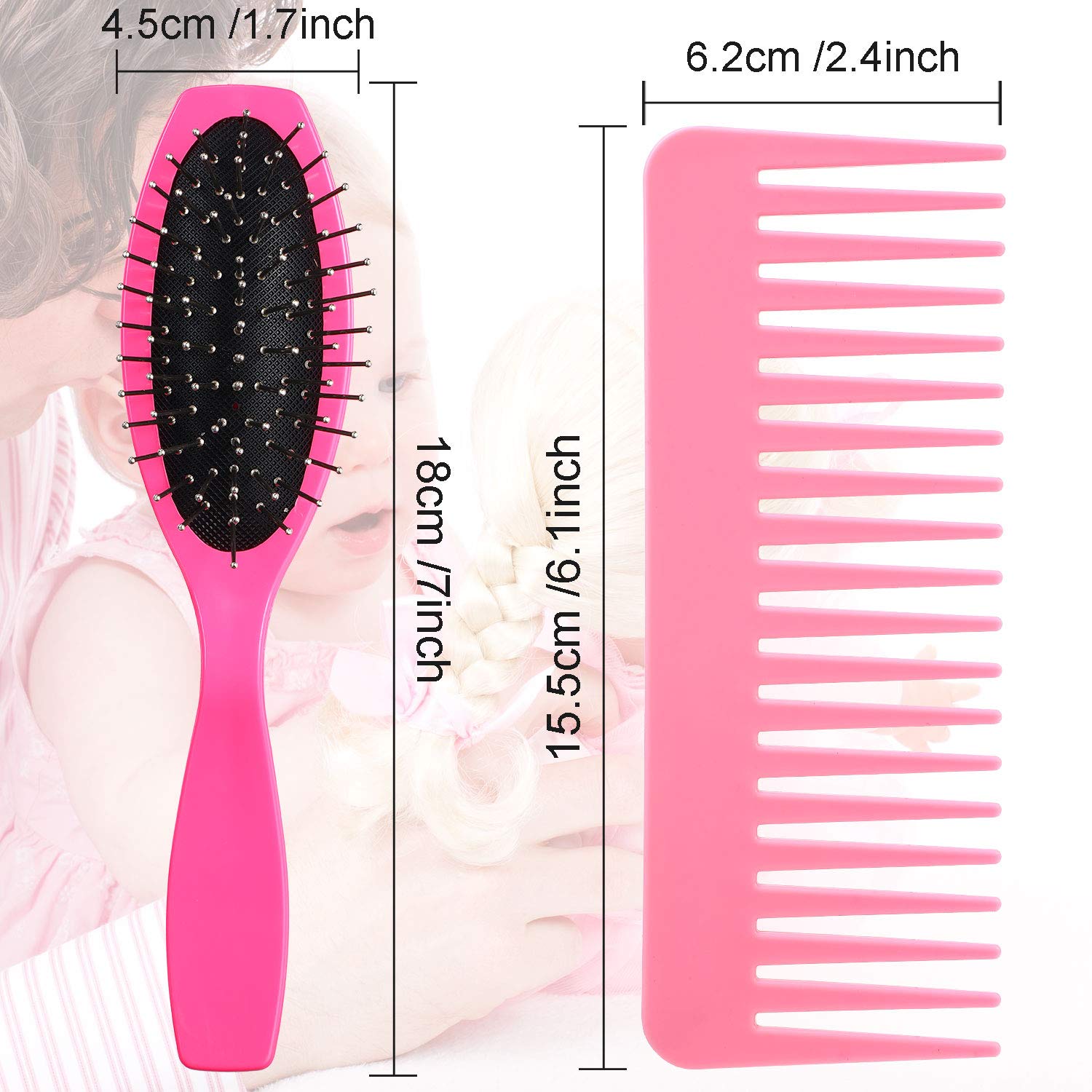 YoungJoy 21-Piece Doll Hair Styling Set – Pink Brushes, Clips & Ties for 18-Inch and 14-Inch Dolls