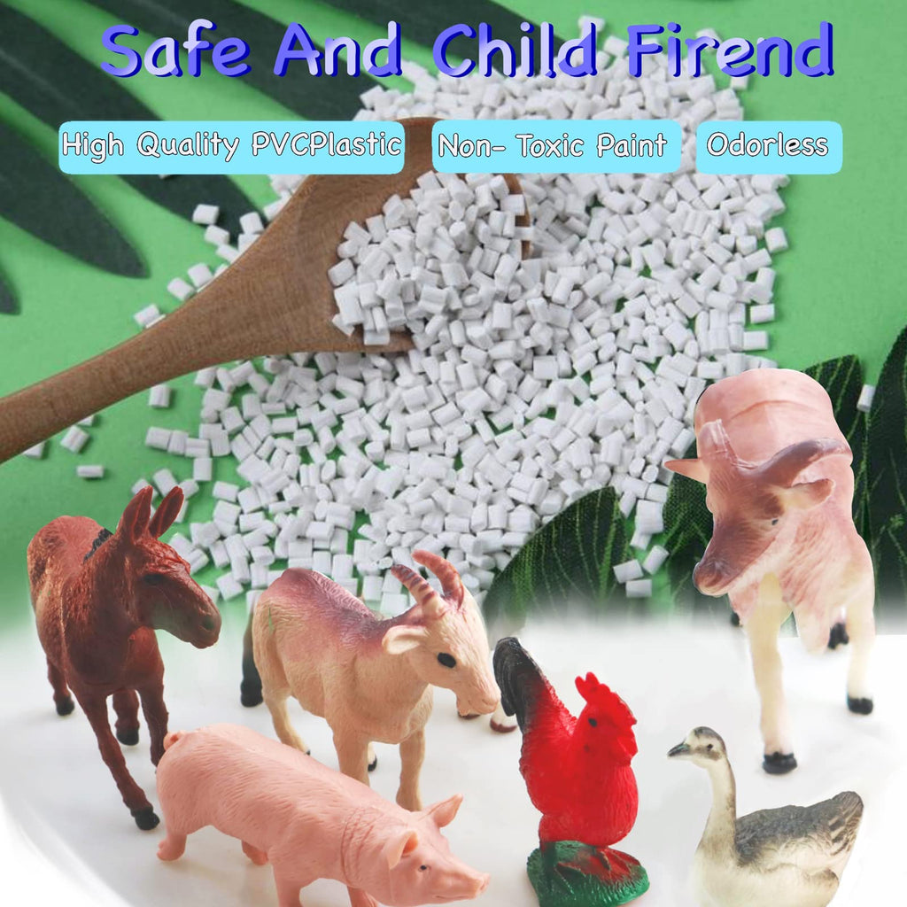 Yowlieu 8-Piece Farm Animal Figurines Set - Realistic Plastic Animals for Toddlers (Pig, Cow, Goat, Sheep, Rooster, Goose, Horse)
