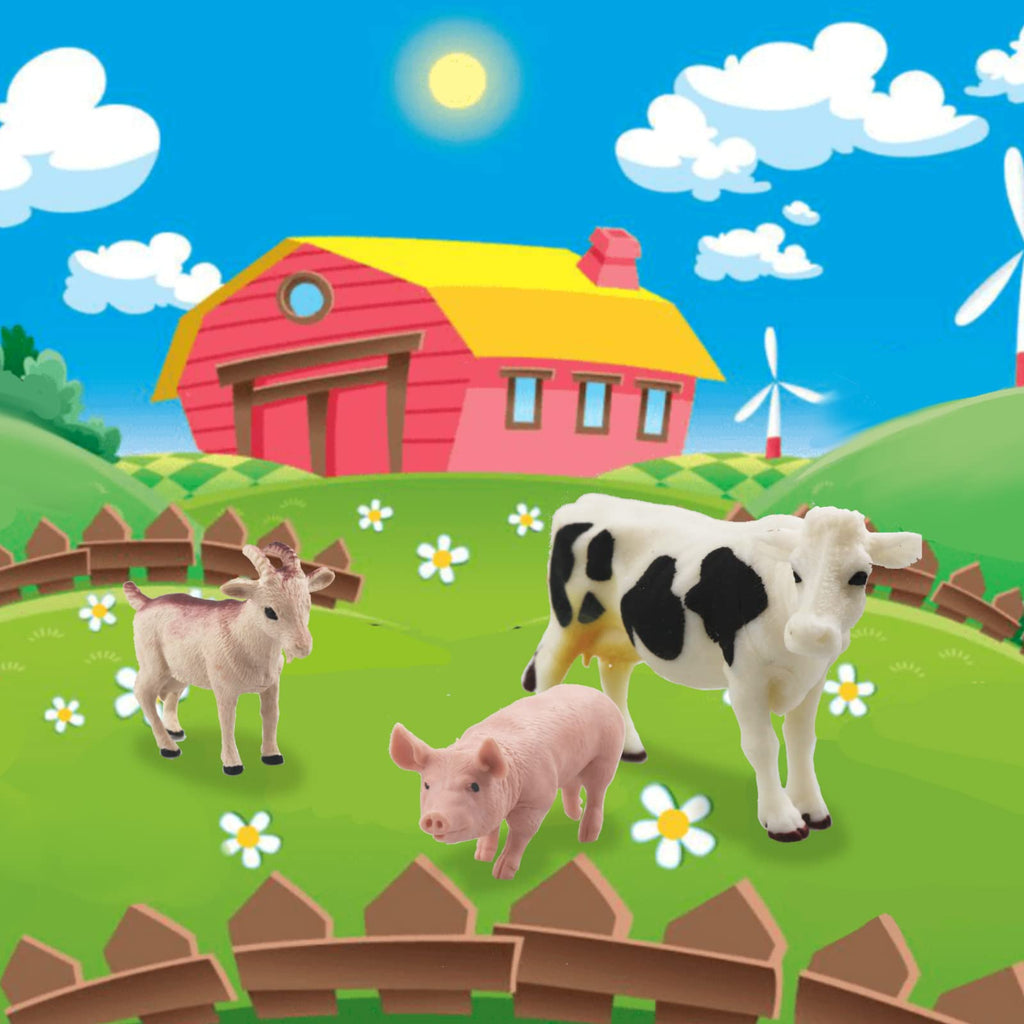 Yowlieu 8-Piece Farm Animal Figurines Set - Realistic Plastic Animals for Toddlers (Pig, Cow, Goat, Sheep, Rooster, Goose, Horse)