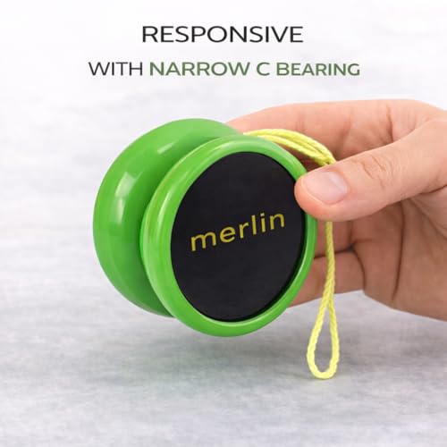 Yoyo King Merlin Green Responsive Yoyo – Narrow C Bearing, Silicone Response, Extra String – Learn Trick Yoyo Skills