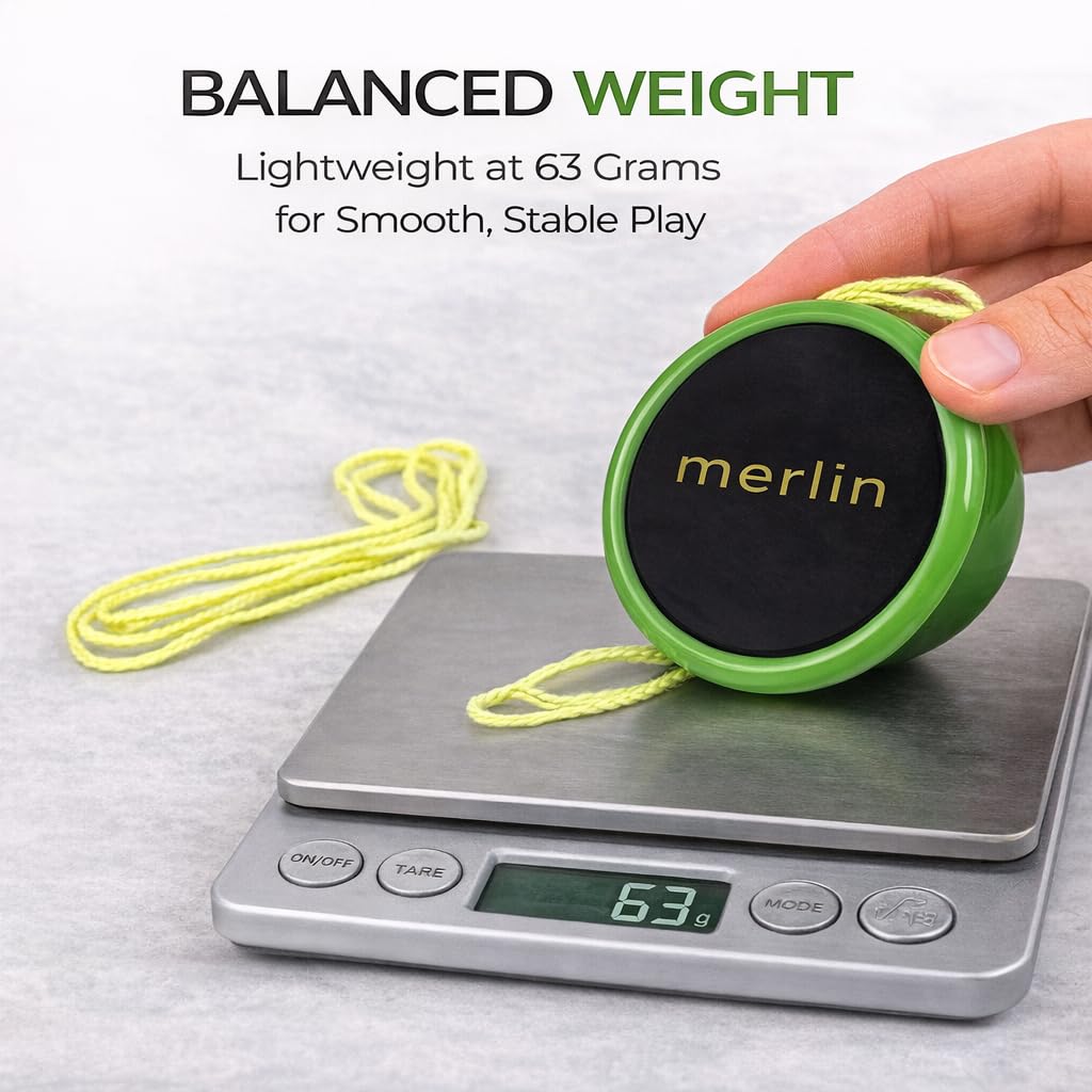 Yoyo King Merlin Green Responsive Yoyo – Narrow C Bearing, Silicone Response, Extra String – Learn Trick Yoyo Skills