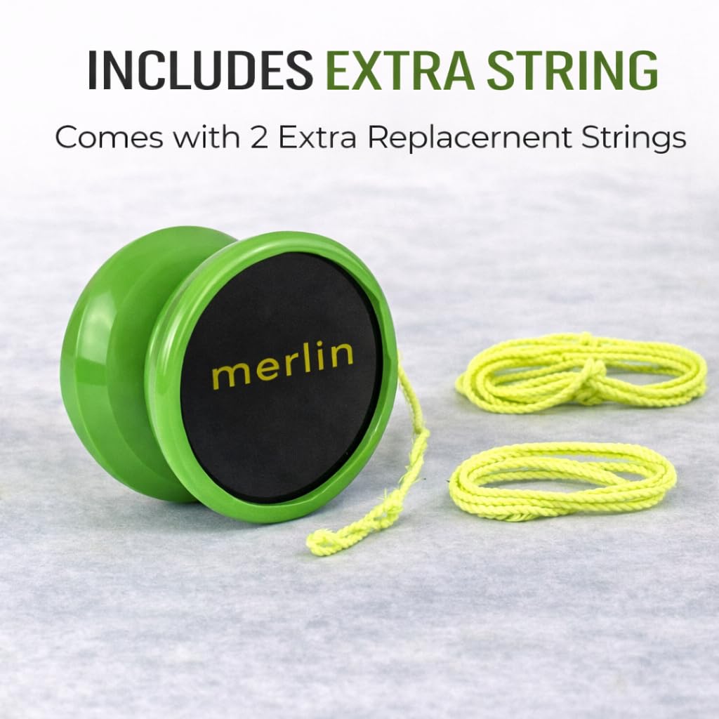 Yoyo King Merlin Green Responsive Yoyo – Narrow C Bearing, Silicone Response, Extra String – Learn Trick Yoyo Skills