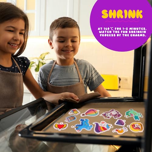 Yrinfay 89-Piece Unicorn Shrink Plastic Art Kit – Pre-Cut Charms, Markers, and Keychain Accessories for Kids