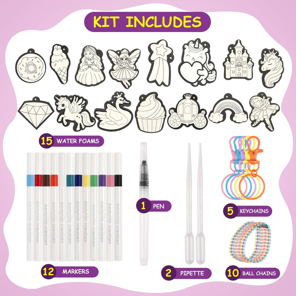 Yrinfay Puffy Paint Kit – Magic 3D Foam Art for Kids, Princess & Unicorn – 15 Pieces