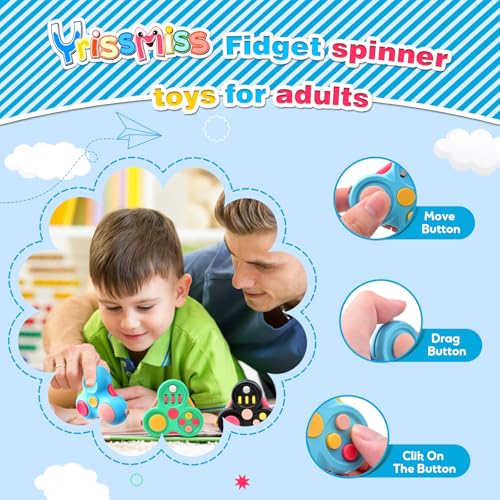 Yrissmiss 3-Pack Fidget Pads for Adults – Quiet Sensory Toys with Clickers, Switches & Silent Spinner for Stress Relief at Work or Home