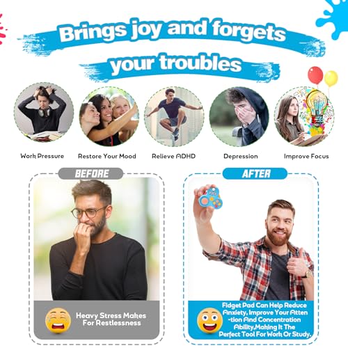 Yrissmiss 3-Pack Fidget Pads for Adults – Quiet Sensory Toys with Clickers, Switches & Silent Spinner for Stress Relief at Work or Home