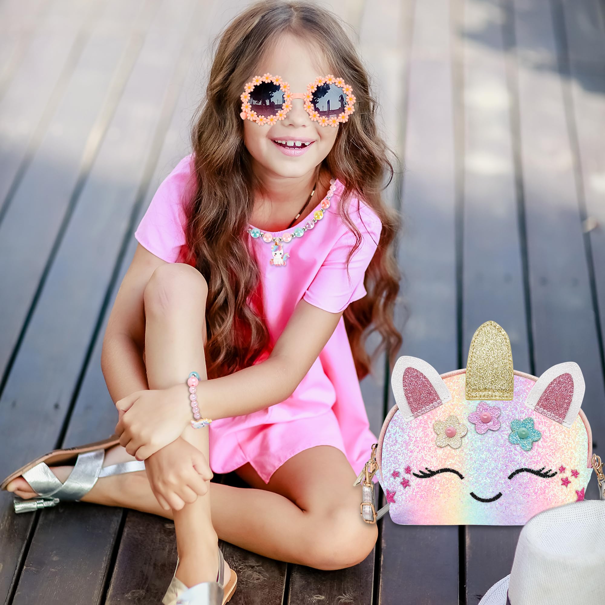 YRUBOHA Unicorn Crossbody Purse for Little Girls – Pretend Play Handbag, Lightweight 3.53 oz, Ages 3+
