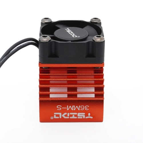 YSIDO 36mm Alloy Heat Sink Fan for 1/10 RC Cars - High Speed 26000 RPM Cooling Fan for 540 550 3650 3660 Brushless Motors (Red)