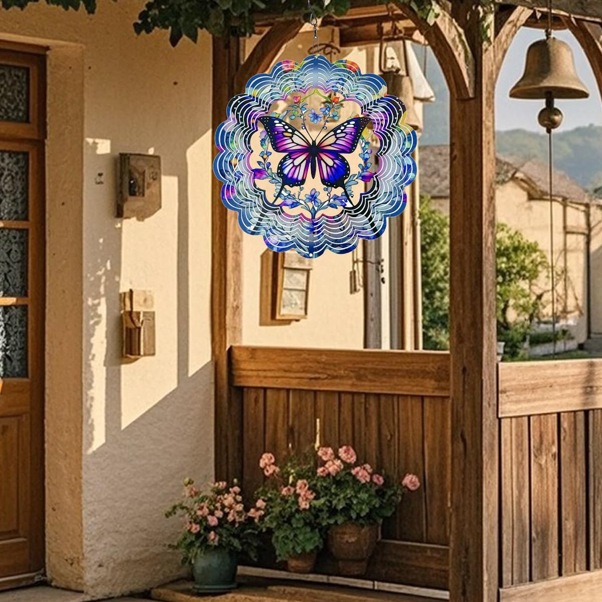 YTAONS 12 Inch Butterfly Wind Spinner – 3D Printed Outdoor Garden Decor with UV-Resistant Plastic